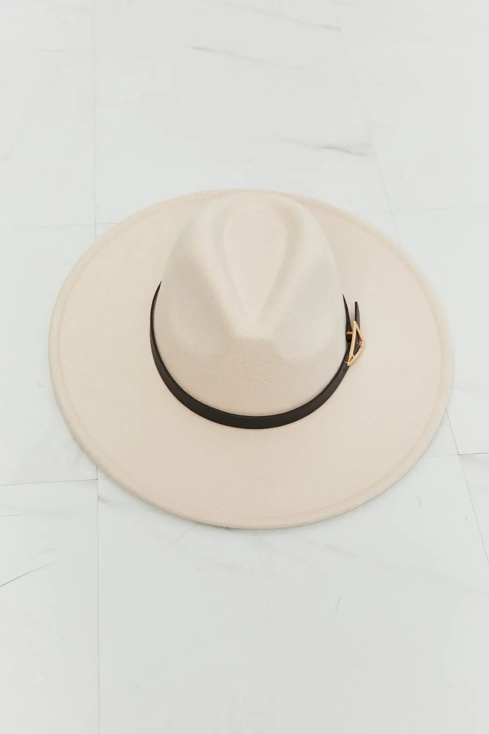 Ride Along Fedora Hat – Faux Leather Belt & Gold Buckle Detail Vicsxox.com