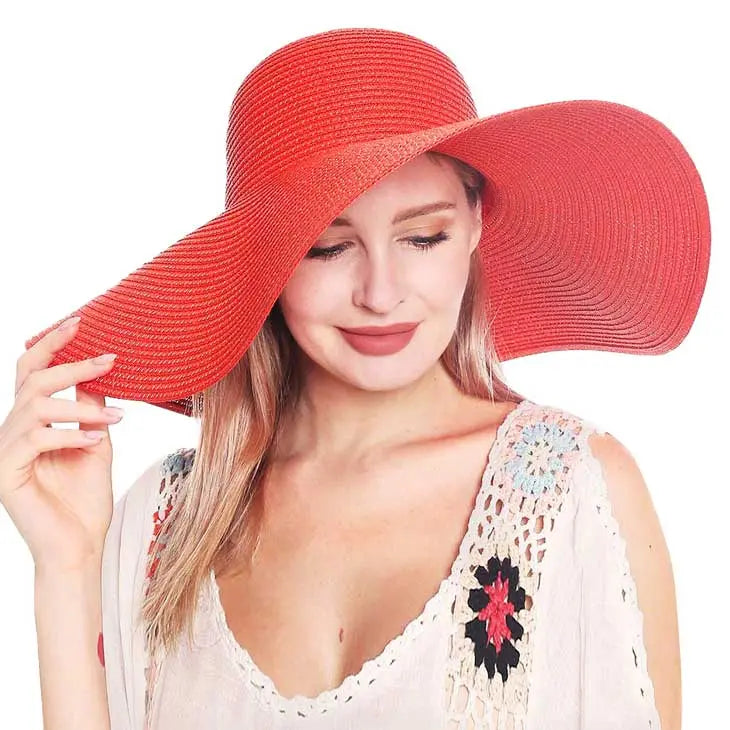 Women's Solid Floppy Straw Sun Hat