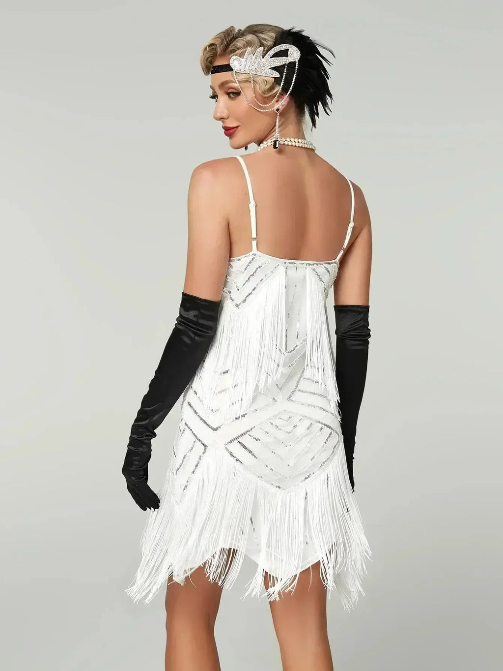 1920s Flapper Dress - Sequin Beaded Gatsby Fringe Mini - Plus Size Femstylo