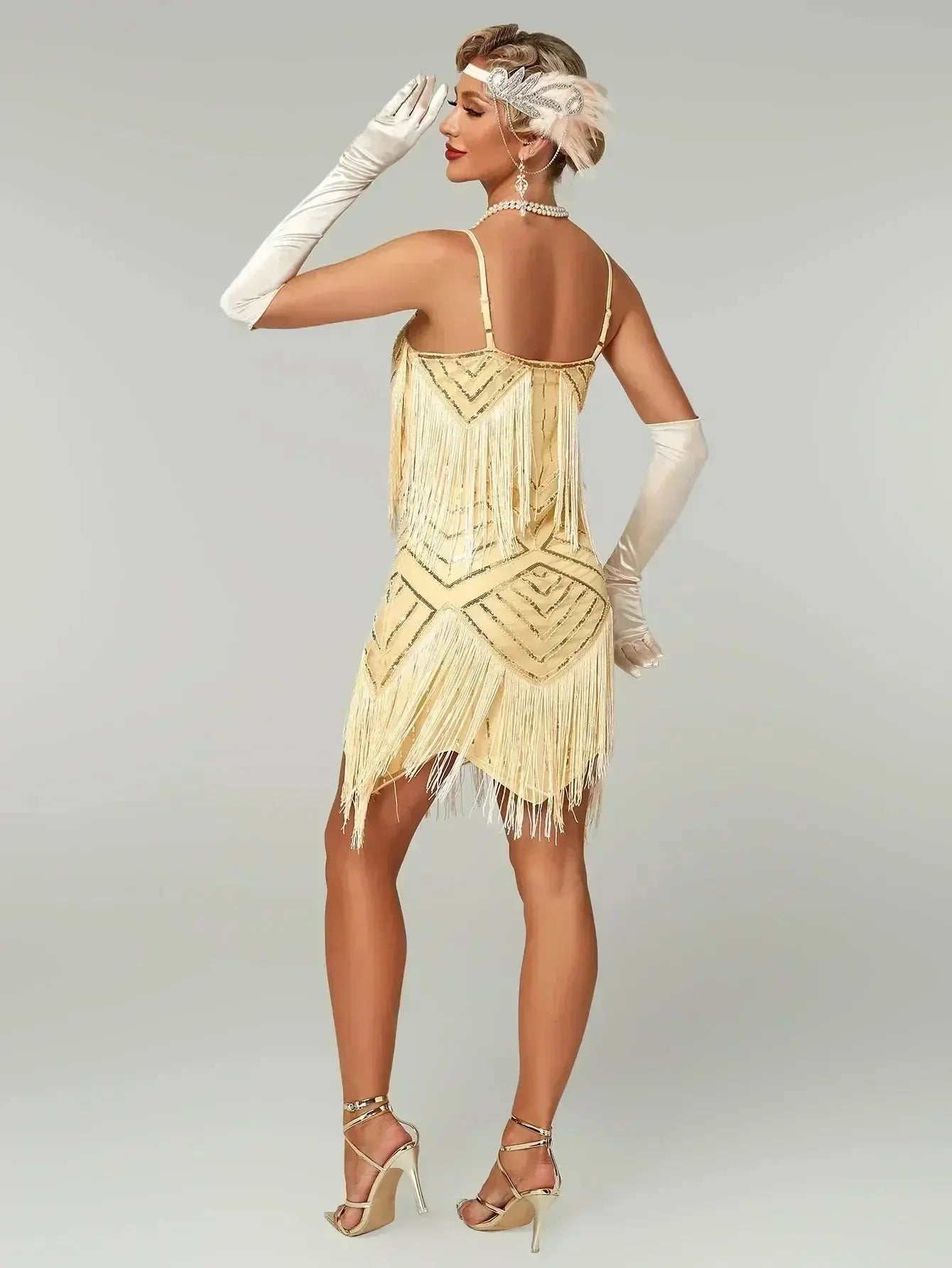 1920s Flapper Dress - Sequin Beaded Gatsby Fringe Mini - Plus Size Femstylo