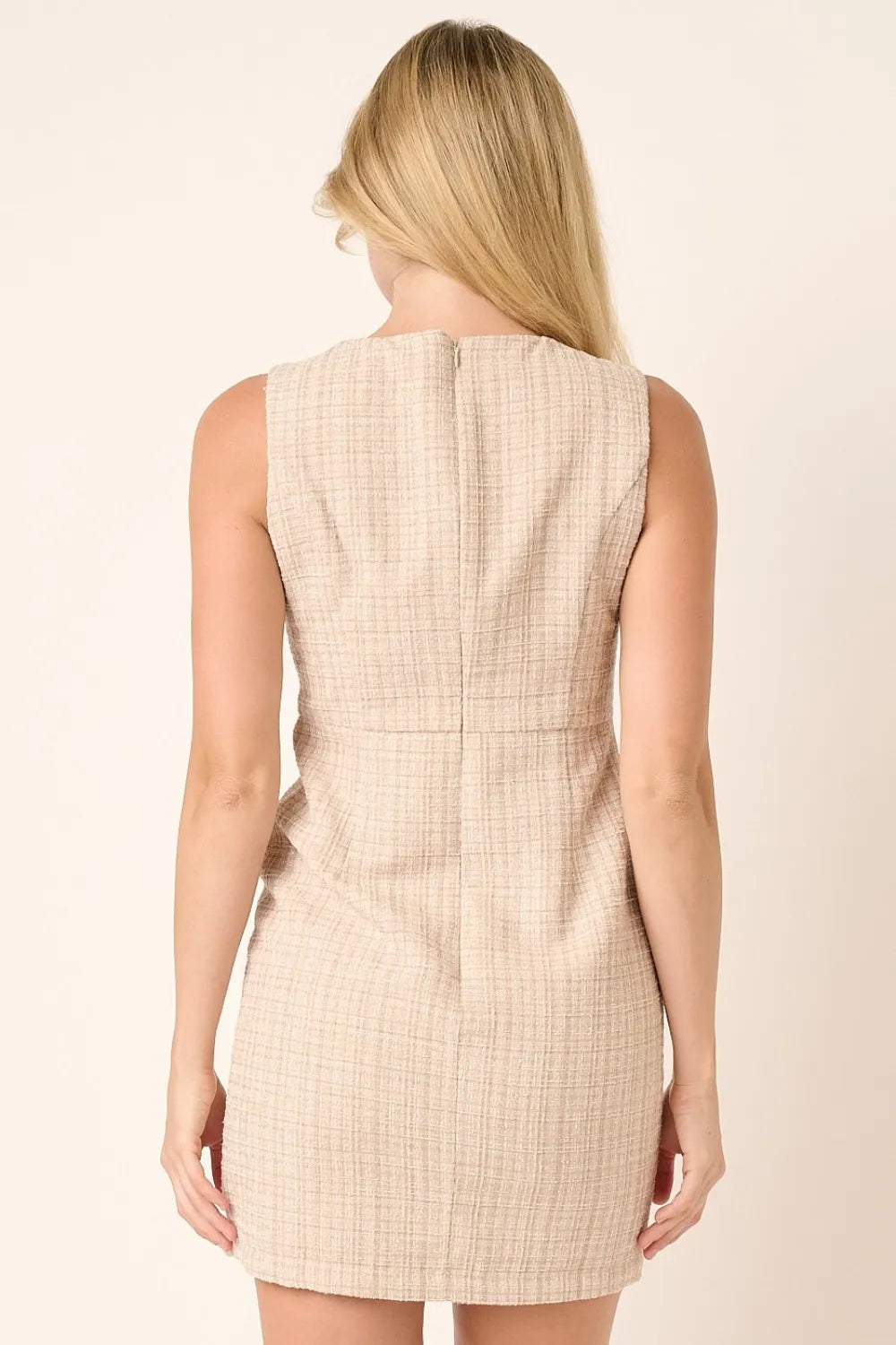 Sleeveless Tweed Mini Dress Vicsxox.com