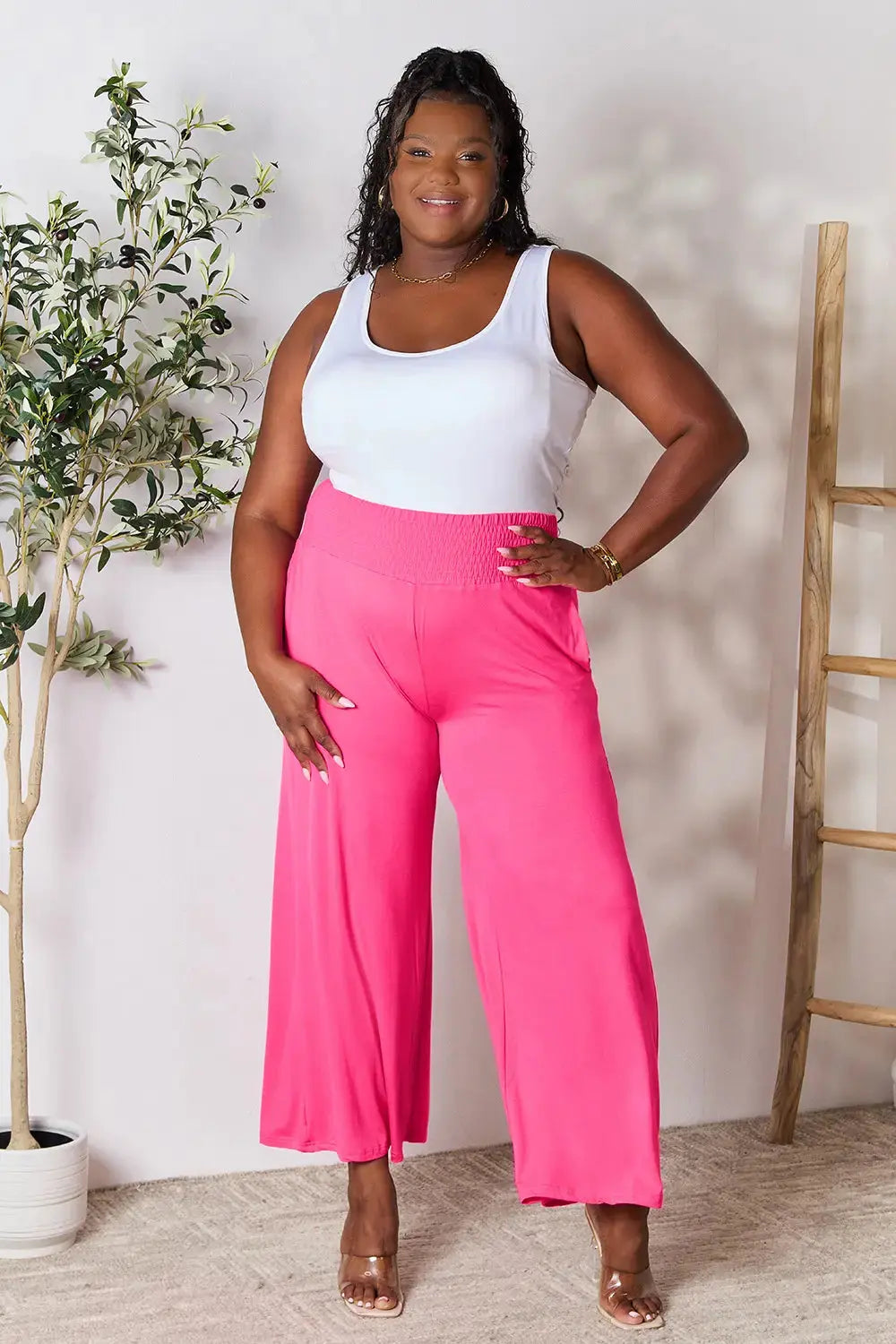 Smocked Wide-Leg Pants | Soft Flowy Trousers S–3XL Vicsxox.com