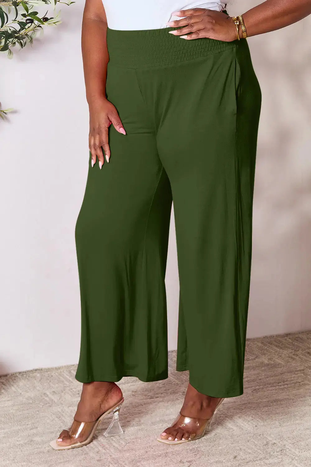 Smocked Wide-Leg Pants | Soft Flowy Trousers S–3XL Vicsxox.com