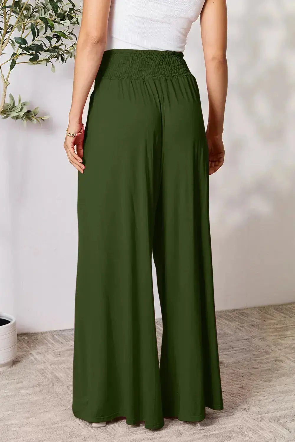 Smocked Wide-Leg Pants | Soft Flowy Trousers S–3XL Vicsxox.com