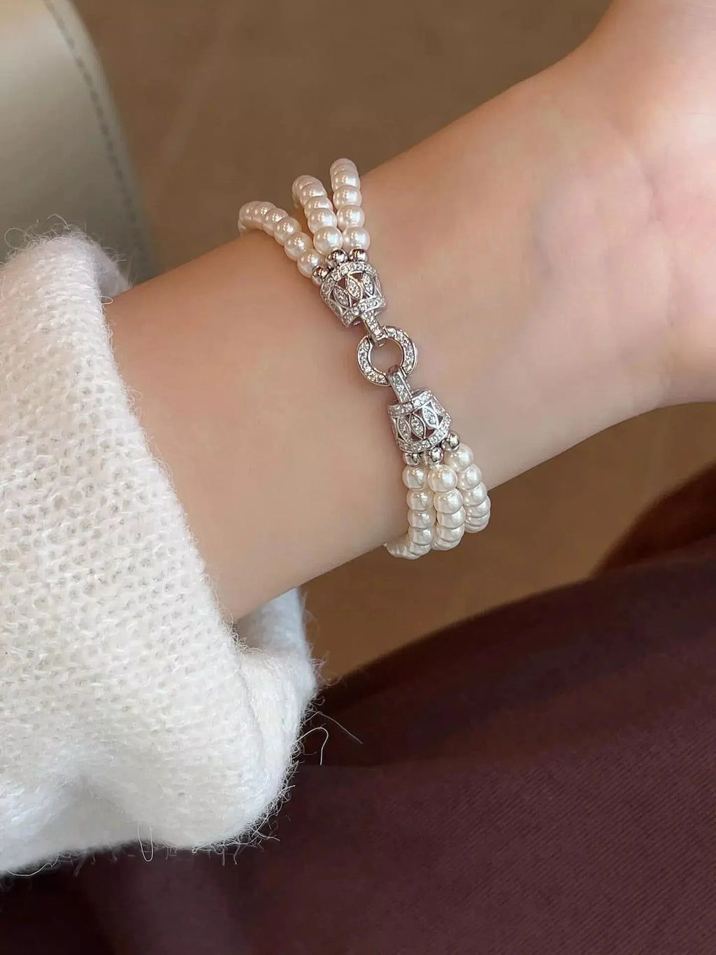 Three Layers Pearl Bracelet vicsxox.com