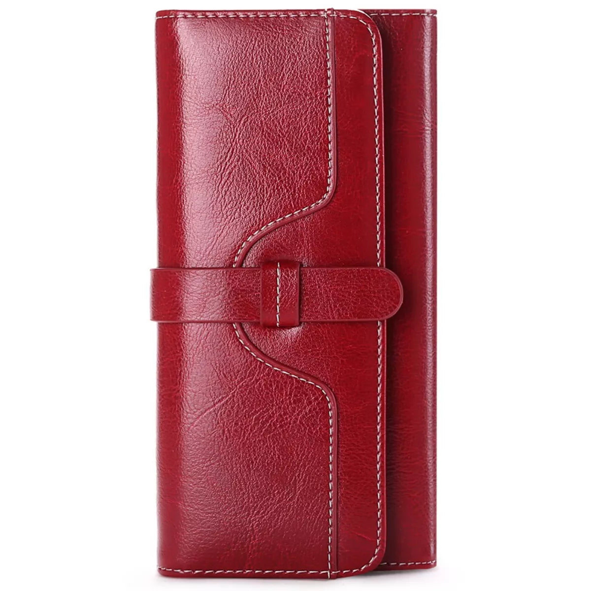 Leather long wallet, front view