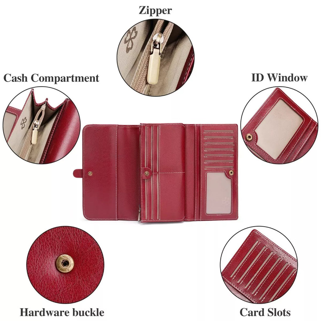 Leather long wallet styled