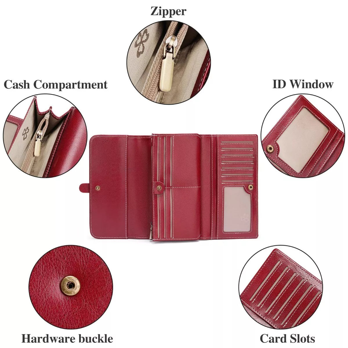 Leather long wallet styled
