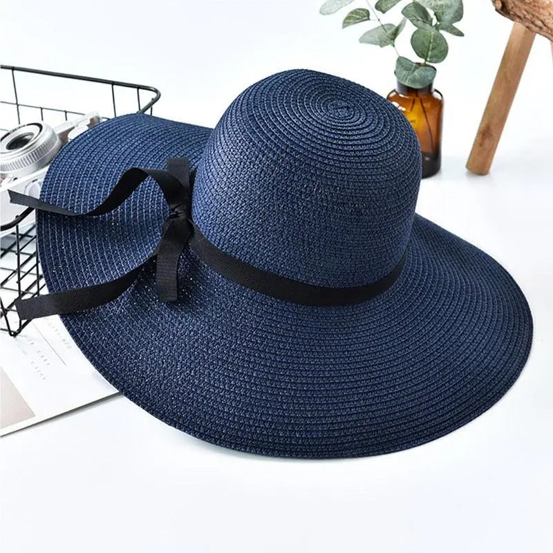 Wide Brim Floppy Straw Sun Hat – UV Protection Foldable Beach Hat for Women Vicsxox.com