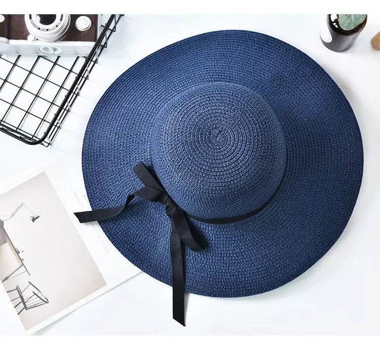 Wide Brim Floppy Straw Sun Hat – UV Protection Foldable Beach Hat for Women Vicsxox.com