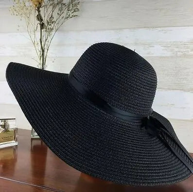 Wide Brim Floppy Straw Sun Hat – UV Protection Foldable Beach Hat for Women Vicsxox.com