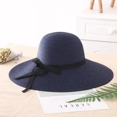 Wide Brim Floppy Straw Sun Hat – UV Protection Foldable Beach Hat for Women Vicsxox.com