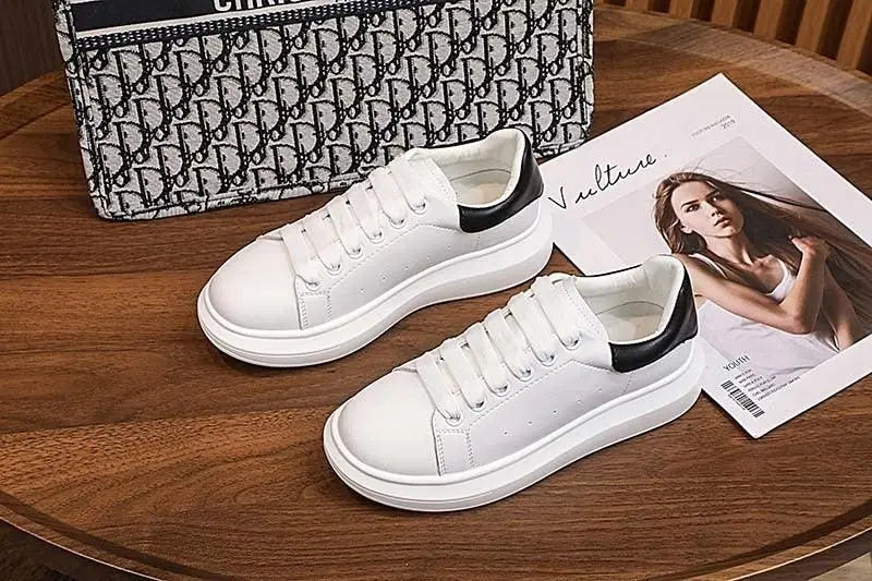 Women's Genuine Leather Platform Sneakers – Lace-Up Comfort Walking Shoes | White & Black, EU 35–40 Vicsxox.com