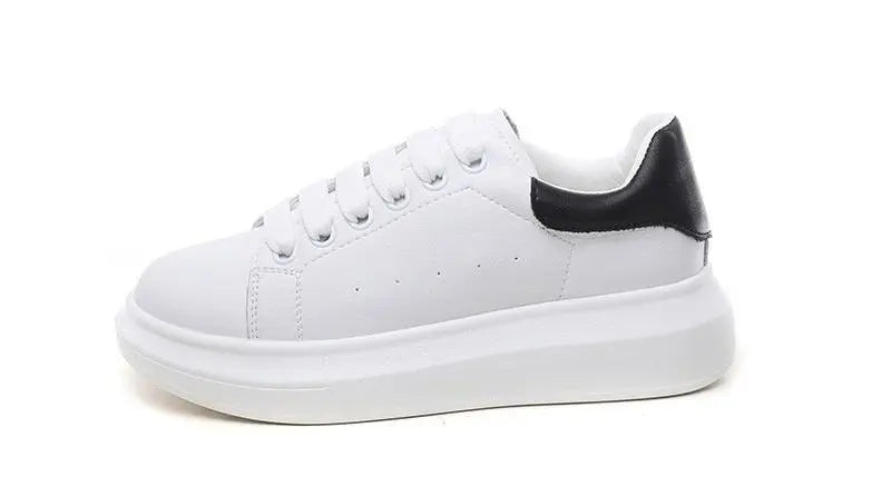 Women's Genuine Leather Platform Sneakers – Lace-Up Comfort Walking Shoes | White & Black, EU 35–40 Vicsxox.com