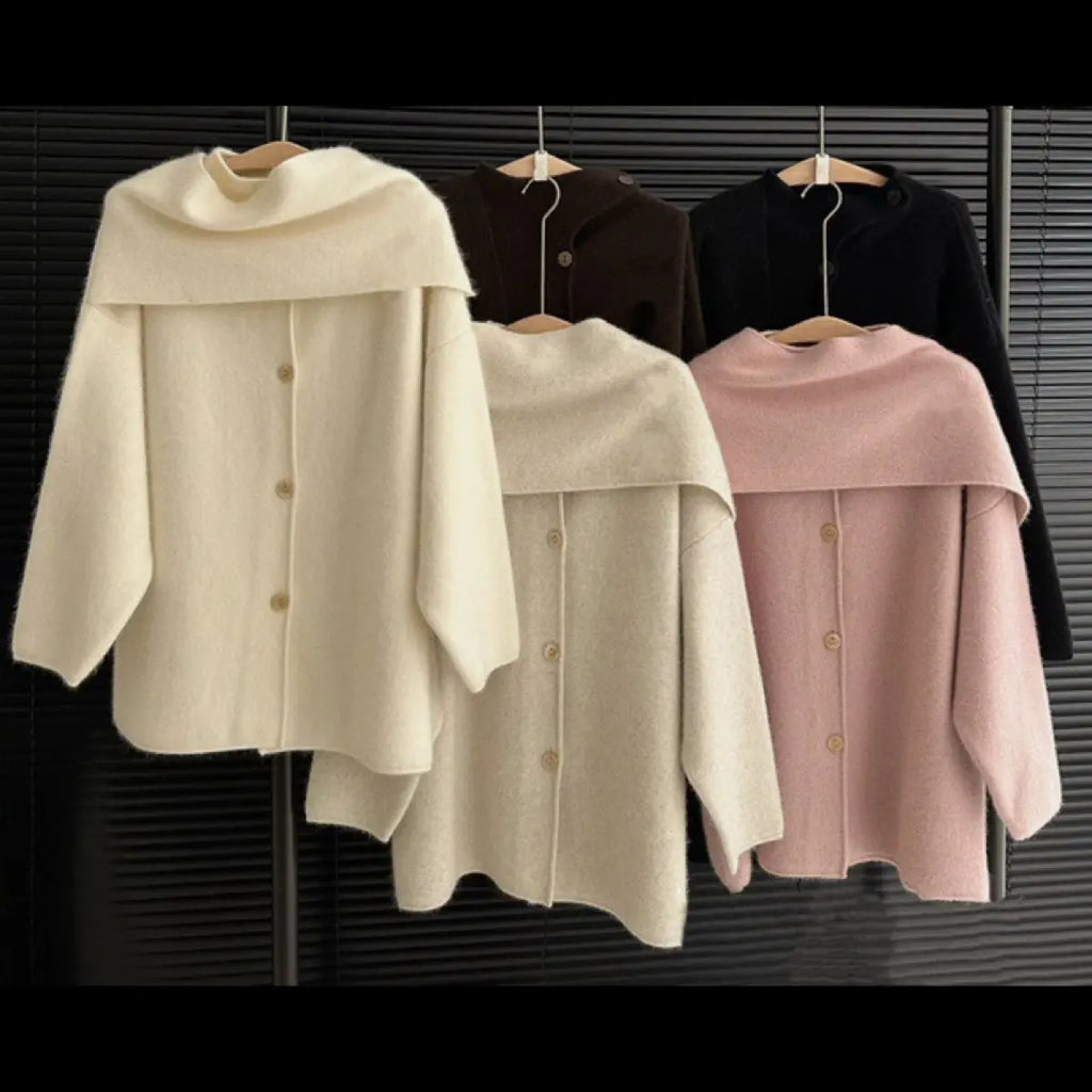Women's Wool Blend Cape Collar Coat – Mid-Length Button-Front Winter Jacket | Beige, White & Coffee Vicsxox.com