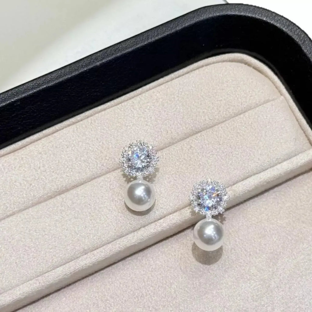 Zircon Pearl Drop Earrings vicsxox.com