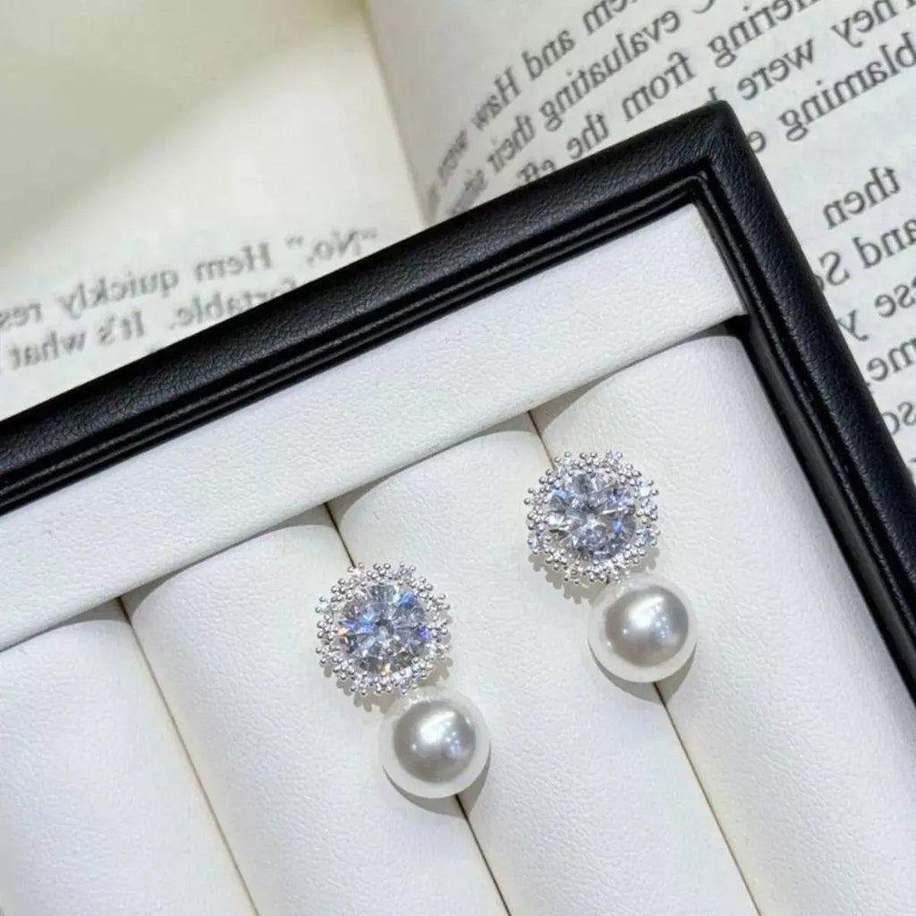 Zircon Pearl Drop Earrings vicsxox.com