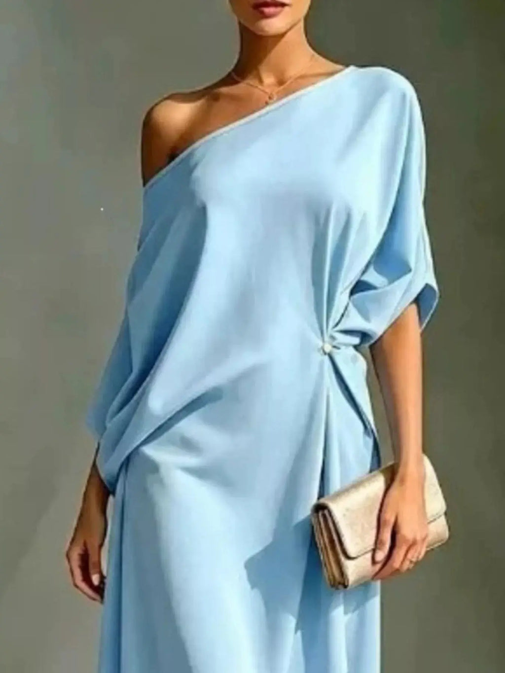 Women's Asymmetrical One-Shoulder Maxi Dress – Plus Size Flowy Formal Gown Vicsxox
