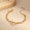 Woman wearing gold rhinestone chain bracelet