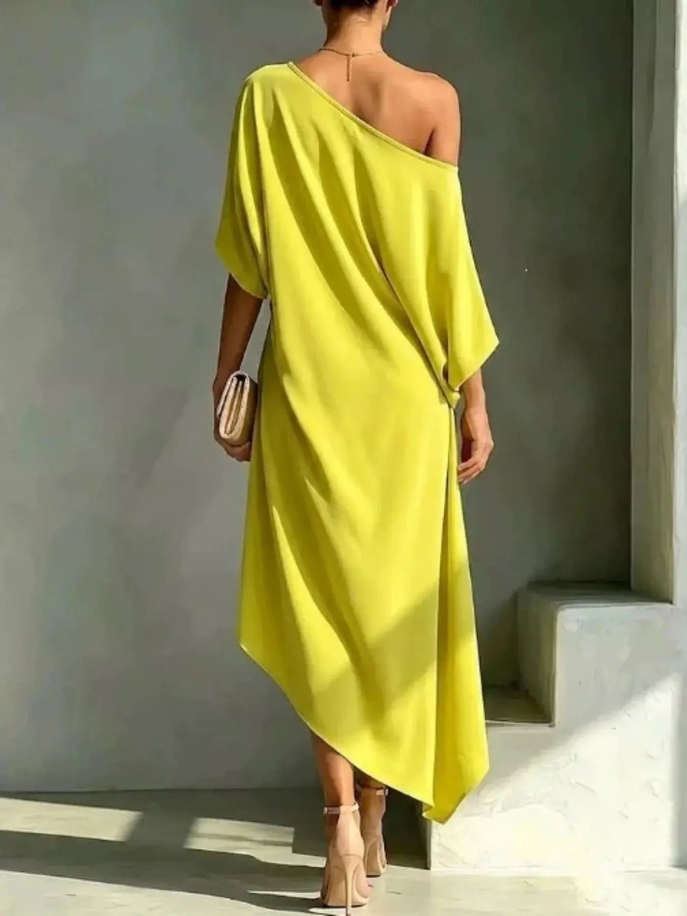 Women's Asymmetrical One-Shoulder Maxi Dress – Plus Size Flowy Formal Gown Vicsxox