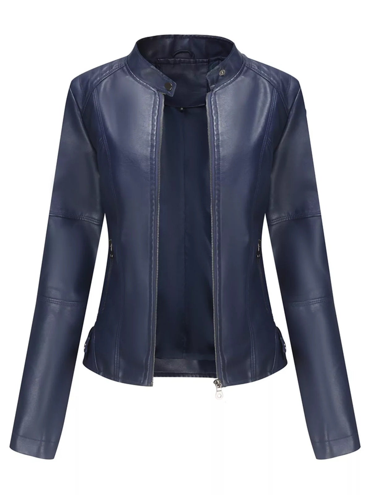 Faux Leather Zip-Up Moto Jacket | XS–4XL