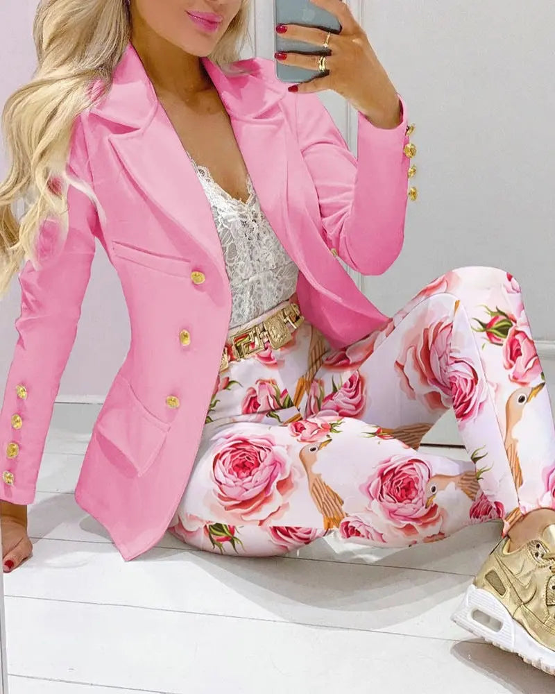 Women's Printed Coat & Trousers Set – 19 Prints, Casual Fashion Suit, S–XXL Vicsxox