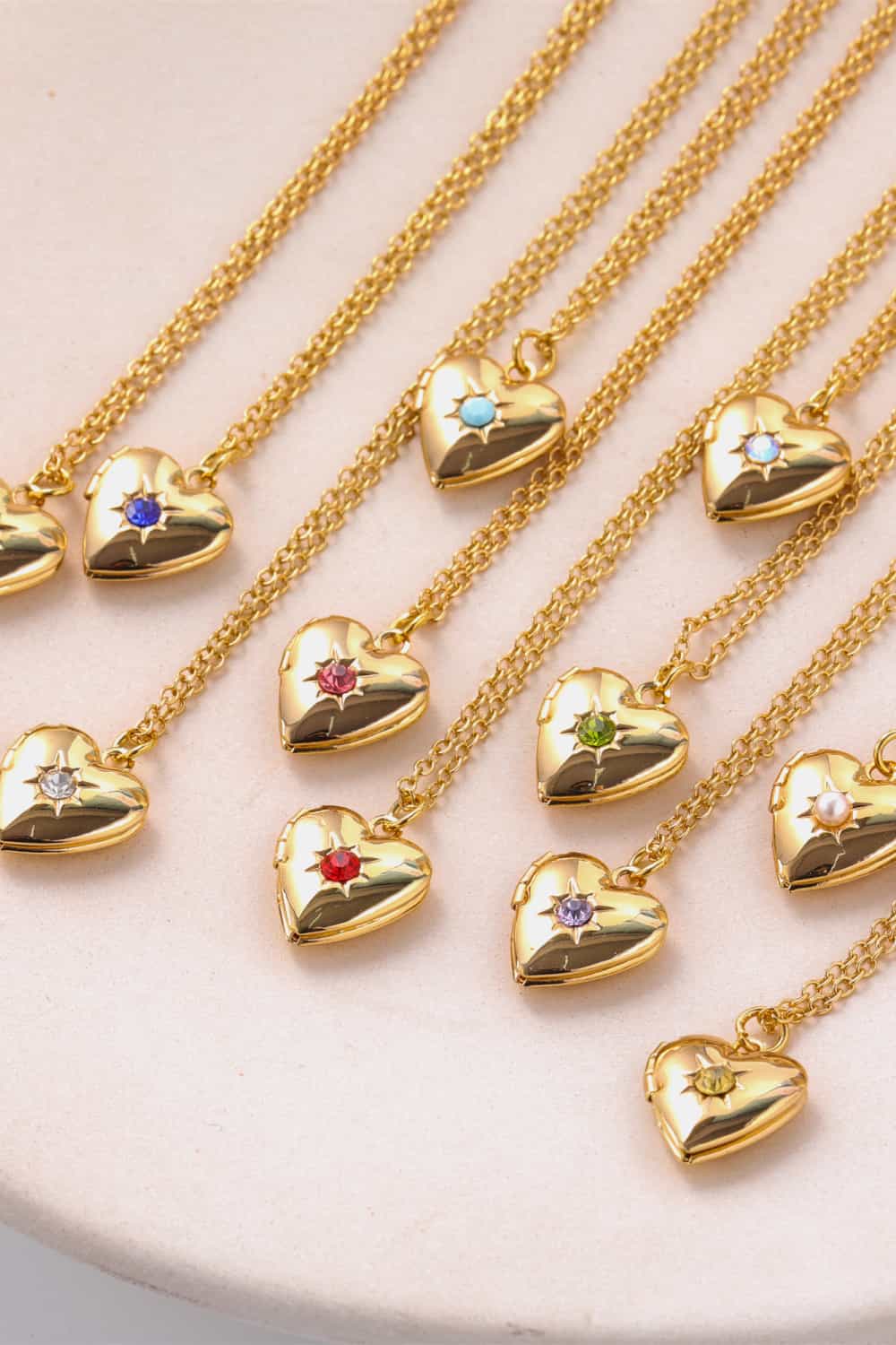 Zircon heart pendant necklace styled on model