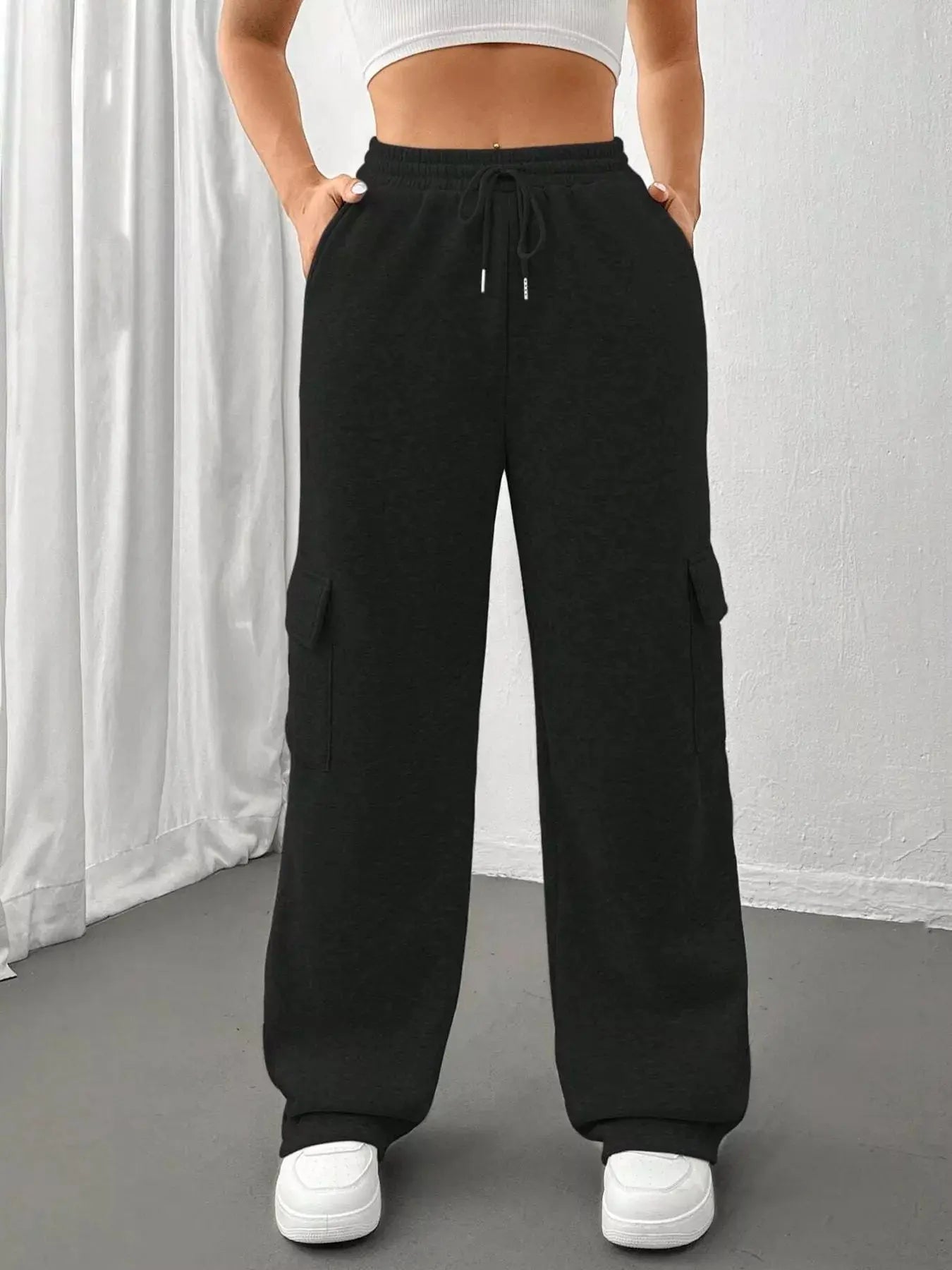 Relaxed fit drawstring pants detail