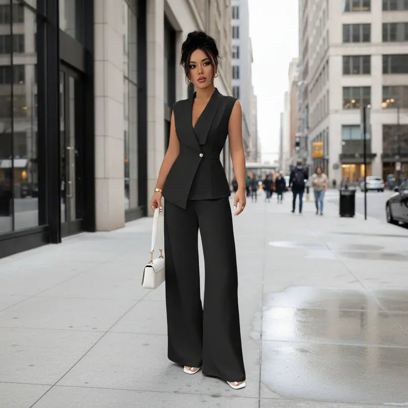 Women's Sleeveless Blazer & Straight-Leg Pants Set – 10 Colors, S–2XL Vicsxox