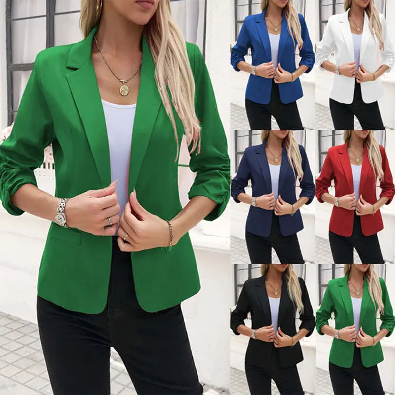 Women's Lapel Office Blouse – Long Sleeve, Button-Front, 6 Colors, S–3XL Vicsxox