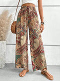 Printed wide leg pants, front view