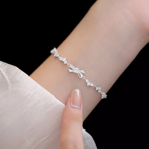 925 sterling silver chain bow bracelet from Vicsxox