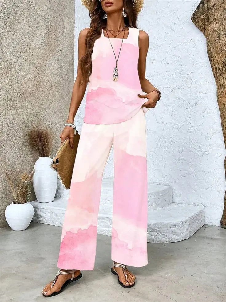 Women's 3D Print Vest & Pants Set – 12 Prints, Stretch Fabric, S–5XL Vicsxox