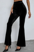 High waist flare leg pants, front view