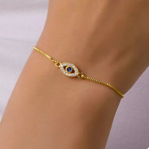 18K gold-plated evil eye adjustable bracelet from Vicsxox