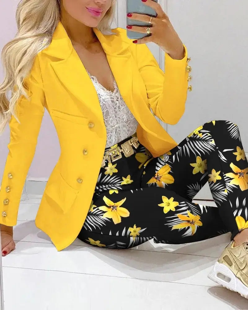 Women's Printed Coat & Trousers Set – 19 Prints, Casual Fashion Suit, S–XXL Vicsxox