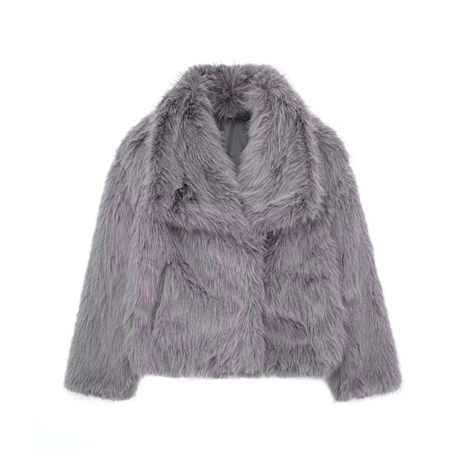 Women's Fluffy Faux Fur Coat | Oversized Lapel Jacket Vicsxox