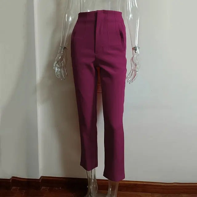Women's High-Waisted Straight Leg Pants – Stretch, 18 Colors, XS–XL Vicsxox