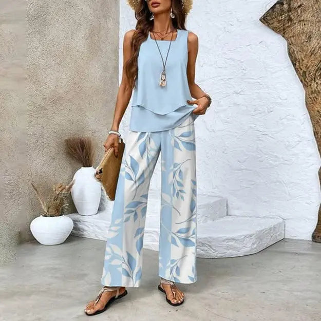 Women's 3D Print Vest & Pants Set – 12 Prints, Stretch Fabric, S–5XL Vicsxox