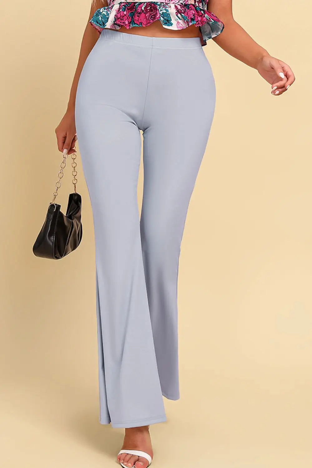 Pull on flared pants, front view