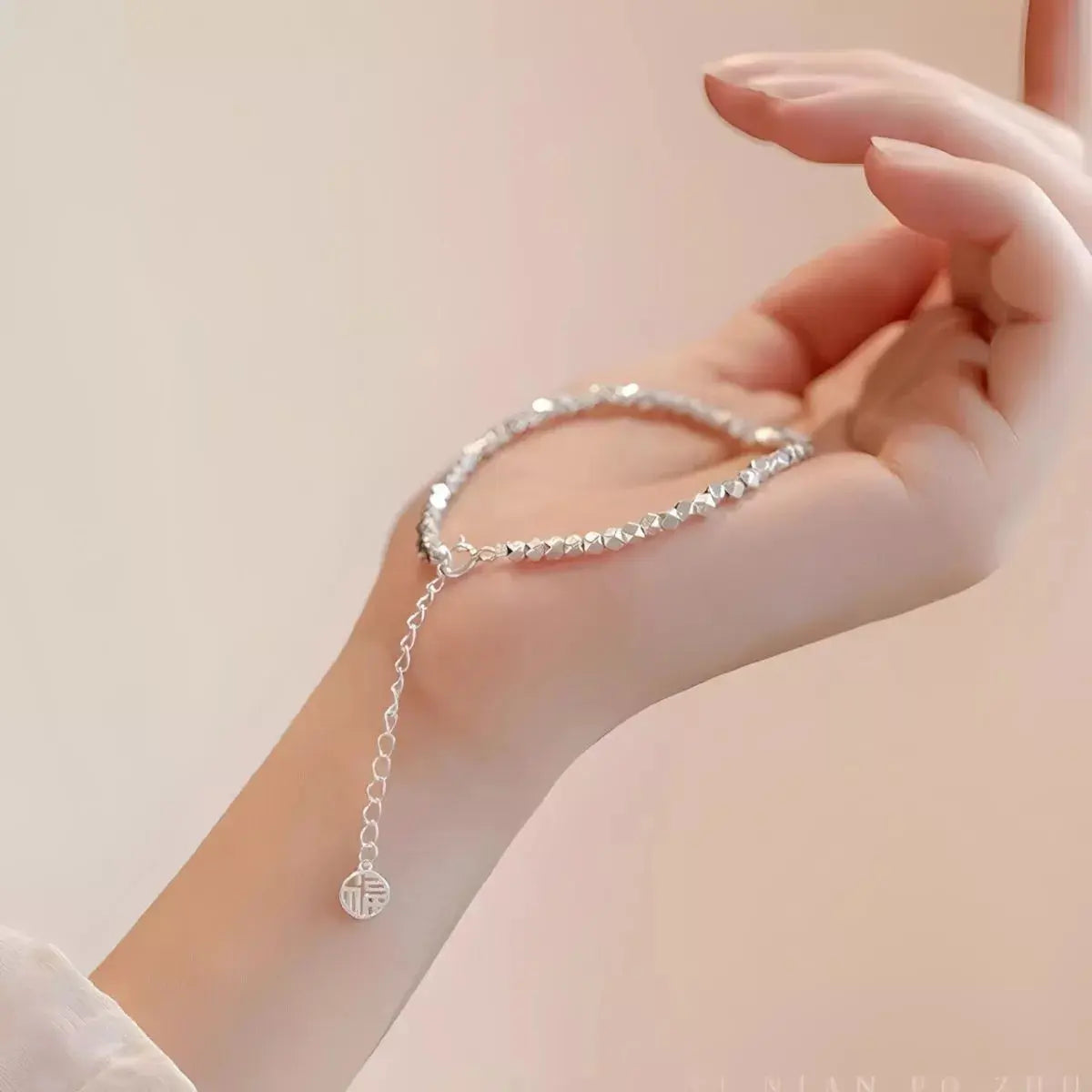 925 sterling silver geometric chain bracelet from Vicsxox
