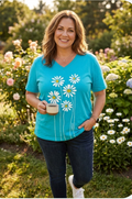 Marushka Women's Relaxed V-Neck Daisy T-Shirt