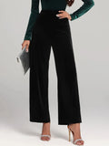 High waist wide leg pants, front view