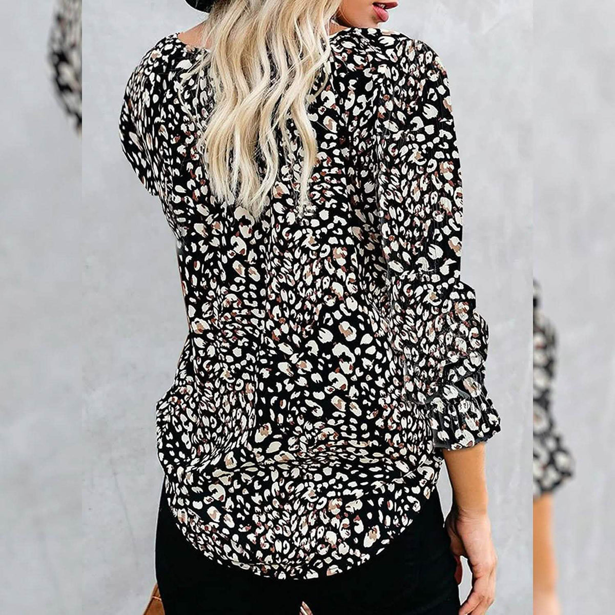 Dokotoo Boho Printed V-Neck Blouse with Long Sleeves