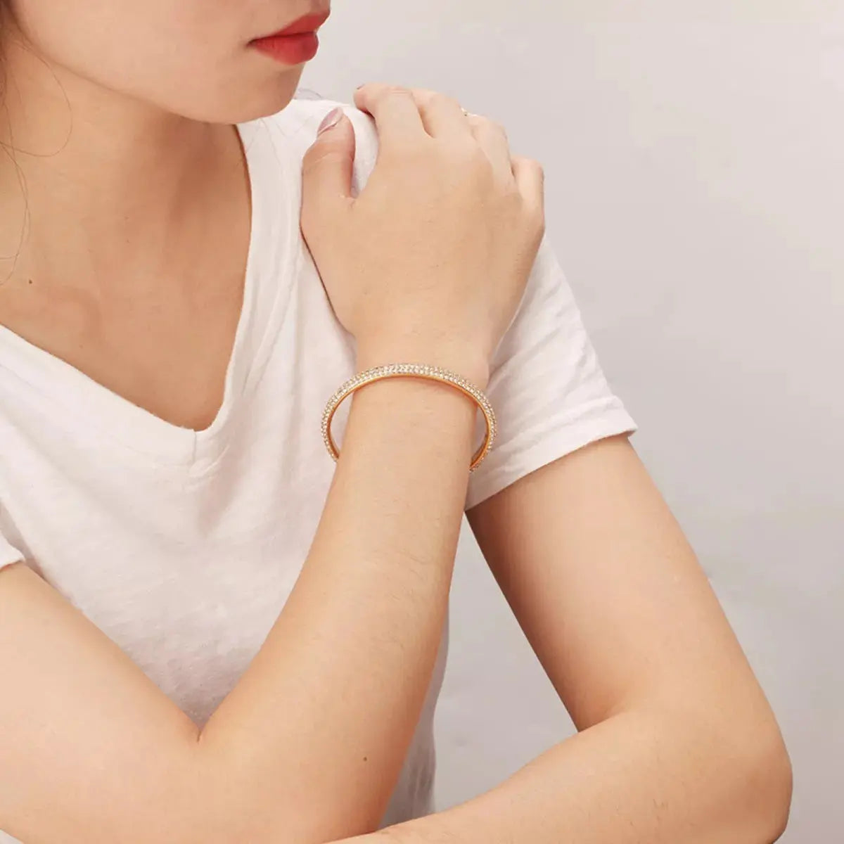 18K gold-plated zircon open bracelet from Vicsxox