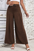 High waisted wide leg pants, front view