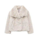 Women's Fluffy Faux Fur Coat | Oversized Lapel Jacket Vicsxox