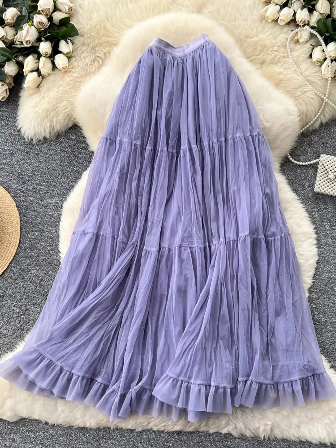 Tiered tulle skirt, front view