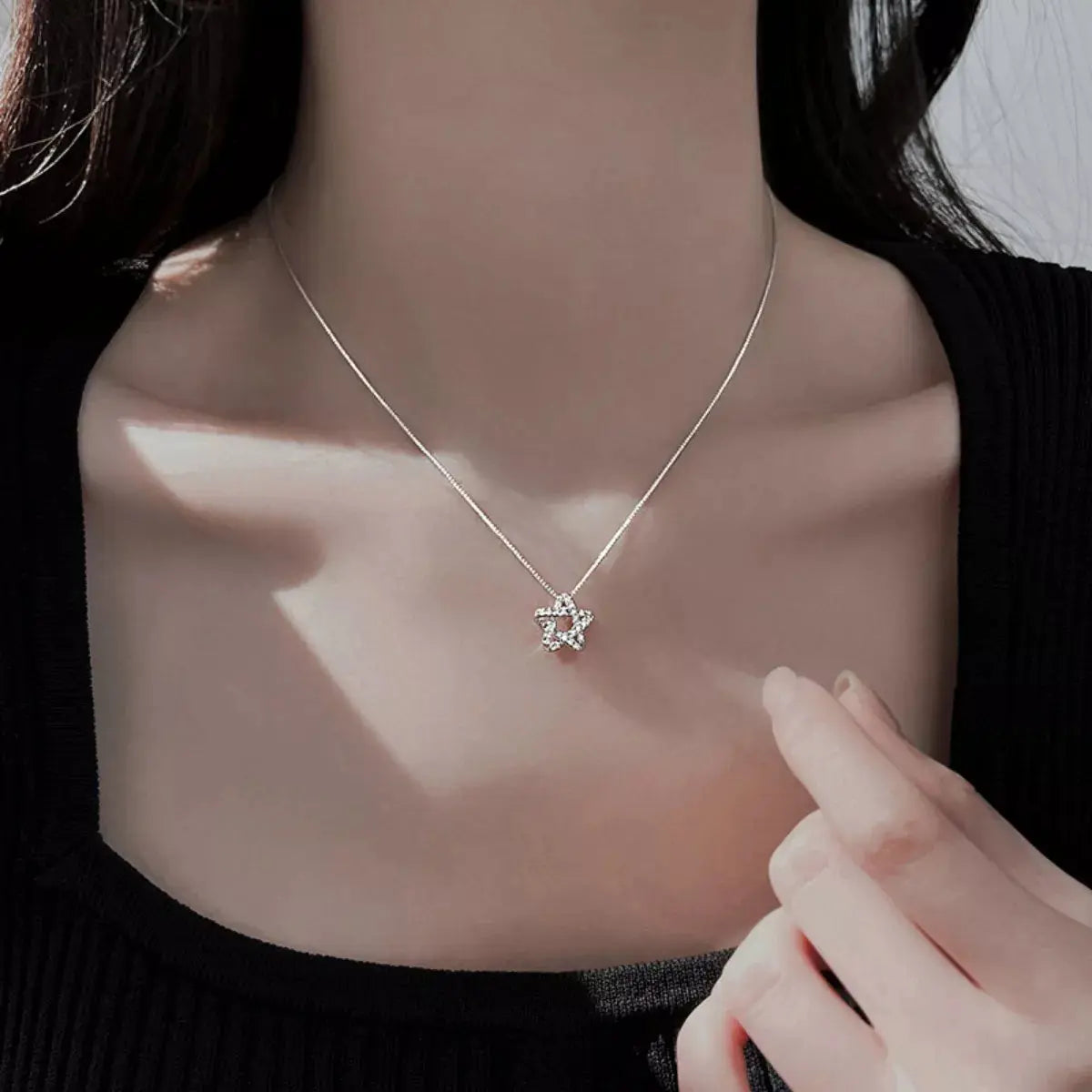 925 sterling silver zircon star necklace from Vicsxox