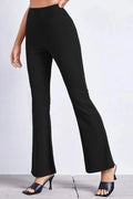 High rise flare pants, front view